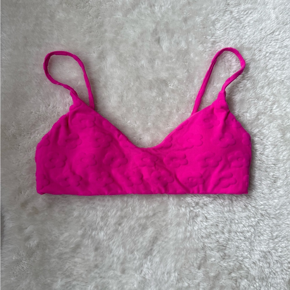 Hurley Pink Floral Terry Cloth Bikini Top